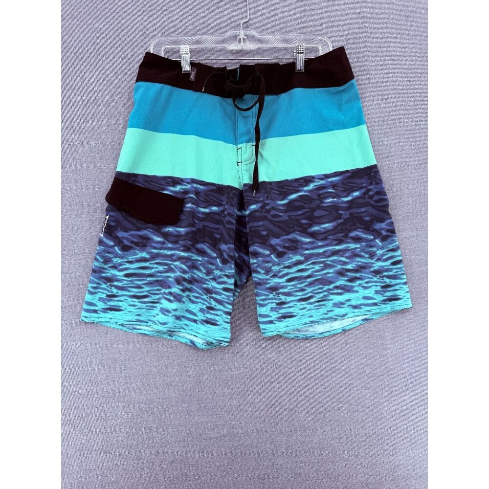 No Fear Board Shorts Mens 32 10" Sea Ripple Beach Swim Trunks